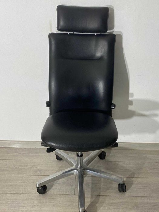 3 Buc. Scaun Birou din Piele Naturală; Scaune Role și Reglaj Înălțime