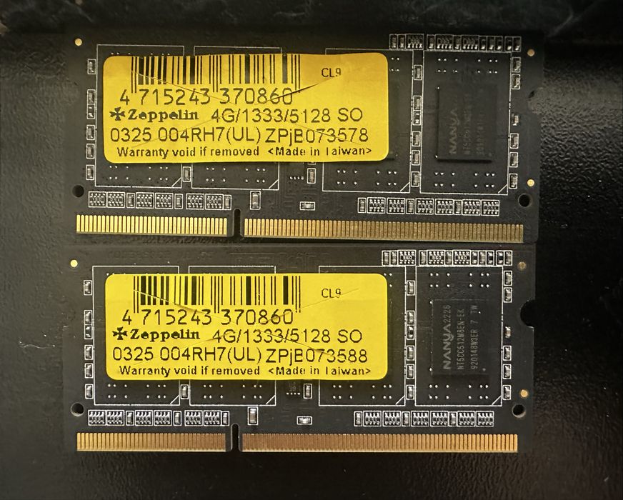 Placute RAM DDR3 pt laptop 4buc x4GB, 1333MHz, 1.5V