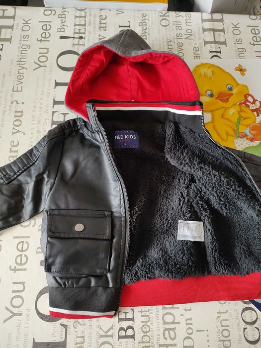 Намалено от 58 лв-Яке кожено дебело за зимата с каракул и Син елек