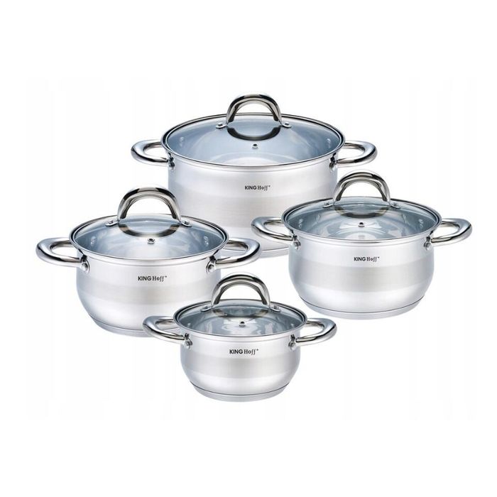 Set de 4 oale cu capac, inox, dimensiuni 16,18,20,24 cm, fund termic