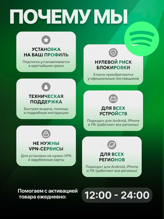 Подписка Spotify Premium / Duo / Family (1-12 мес)