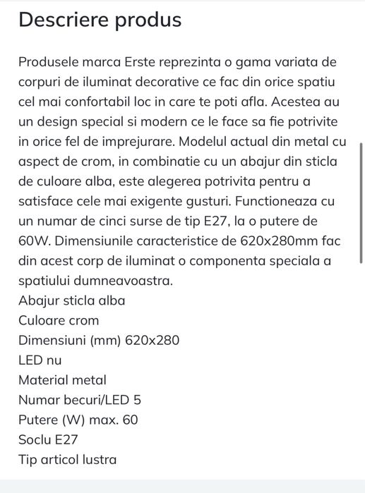 Lustra Calypso Crom+Alb 5xE27 60W