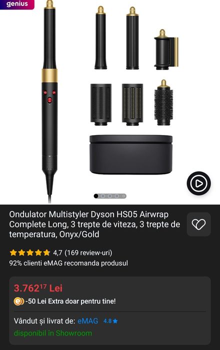 Dyson HS05 Airwrap Complete Long, Onyx/Gold