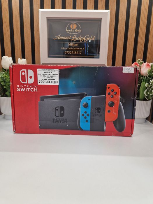 Consola Nintendo Switch Oled 32GB 2 x Manete + 3 Jocuri Garantie! #51651