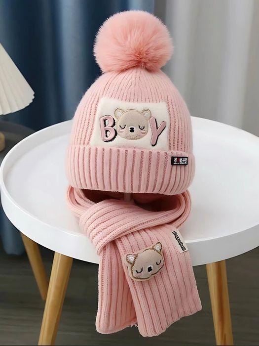 Шапка и шарф для детей, головной убор для детей