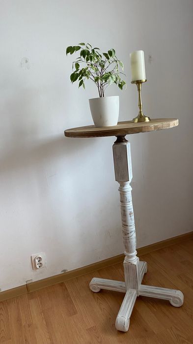 Masă vintage - lemn masiv stejar/ blat de brad