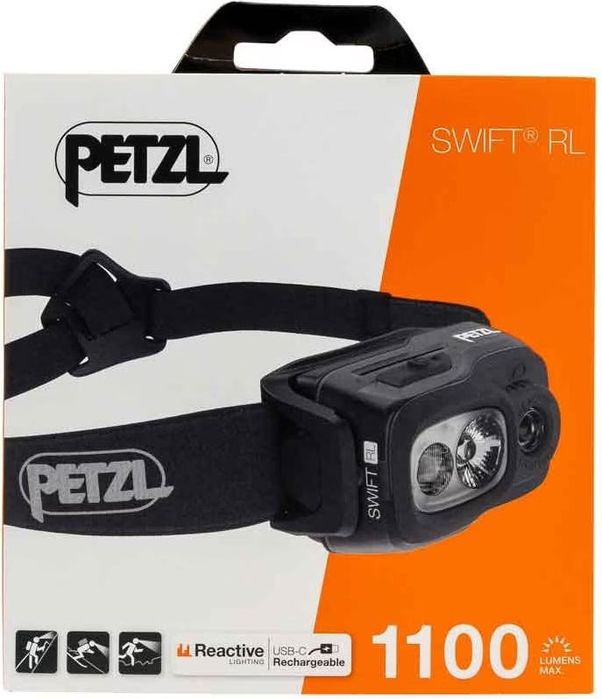 Lanterna frontala Petzl Swift RL, 1100lm, neagra, reincarcabila, USB-C