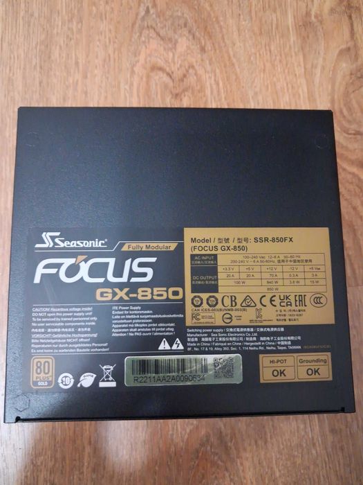 Sursa Seasonic 850W, FOCUS GX Series, 80 PLUS Gold, Full Modulara