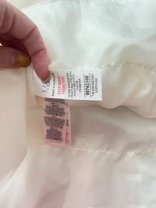 M&S Rochie Bebe trandafiri mătase albă