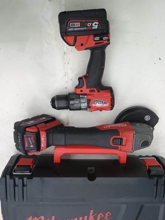 Set milwaukee flex fsag125x + filetanta fpd2 + 2 baterii 5 amperi