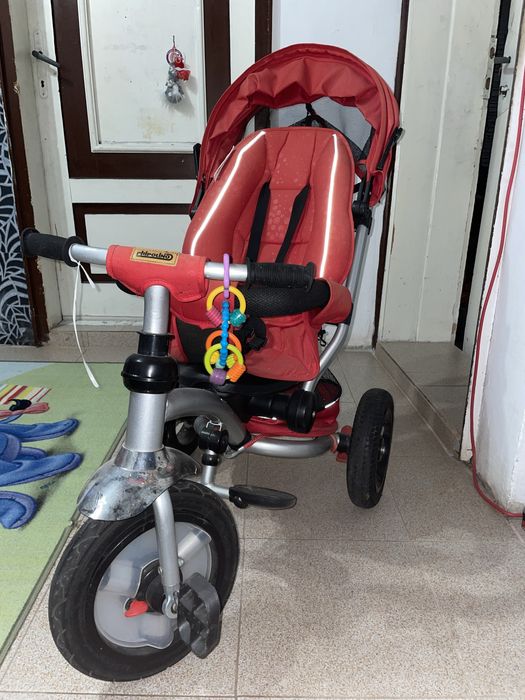 Детска триколка със сенник- червена