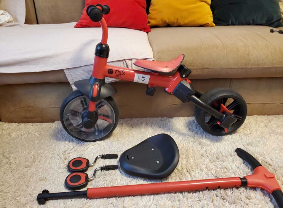 Tricicleta/bicicleta rosie cu maner pentru parinte