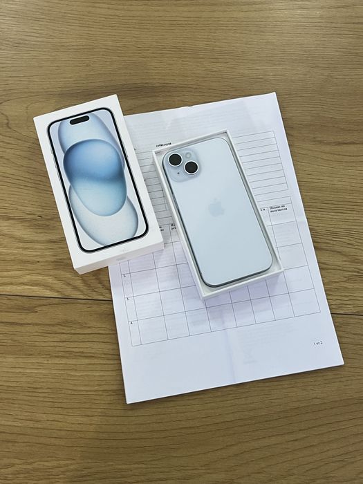 Бартер iPhone 15 128gb 3 цикъла 24м А1 гаранция blue