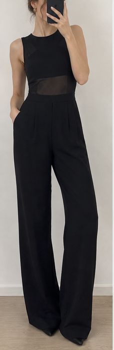 Salopetă eleganta wide leg cu insertii mesh, H&M Studio - XS/S