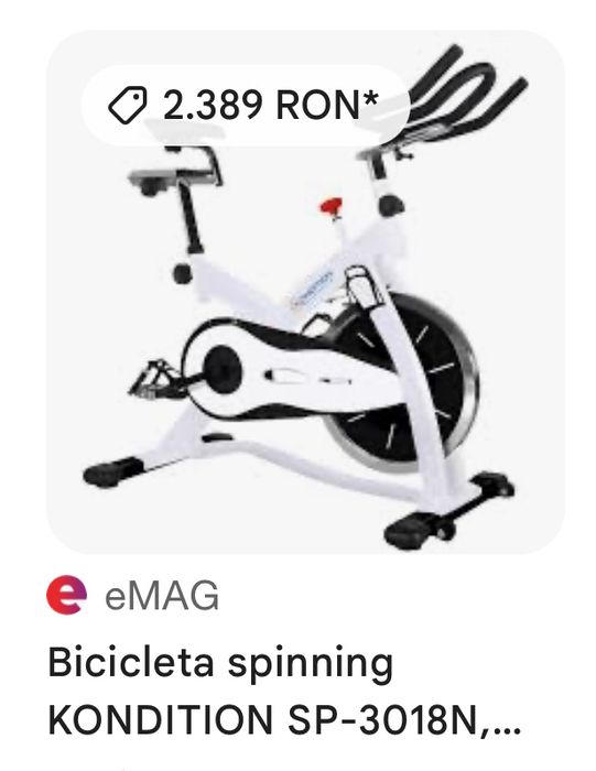 Bicicleta spinning KONDITION SP-3018N, volanta 18 kg