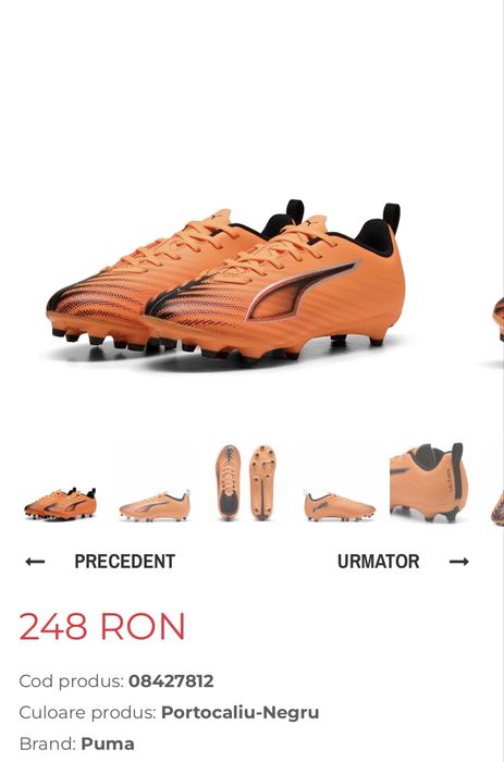 Ghete fotbal copii Puma Ultra 6 Match Juniors Firm Ground nr 33