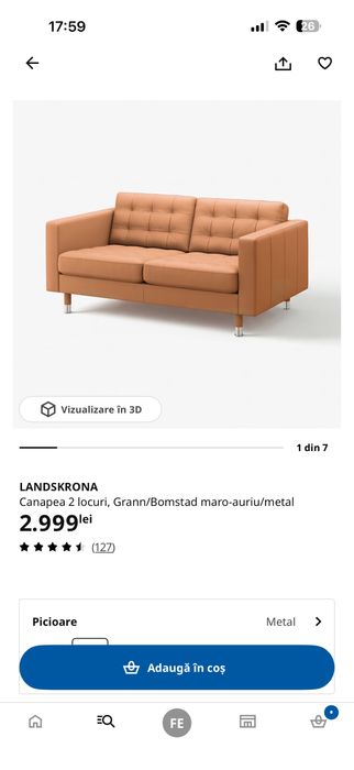 canapea piele 2 locuri