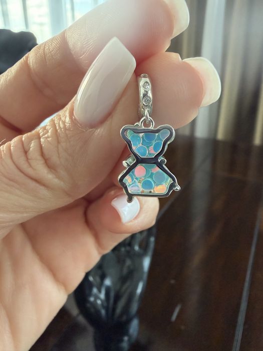 Charm / Talisman Argint 925 Ursuleț Turcoaz + Săculeț Catifea