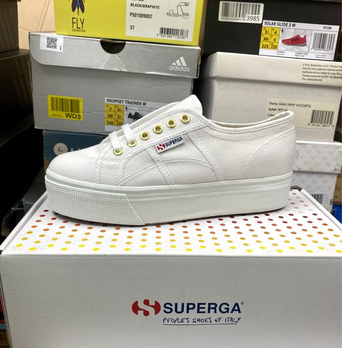 Дамски обувки Superga White-Gold НАМАЛЕНИ