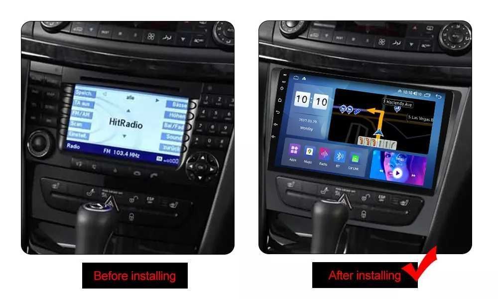 Navigatie Android 14 Mercedes Benz W211 E200 1/8 Gb CarPlay CAMERA