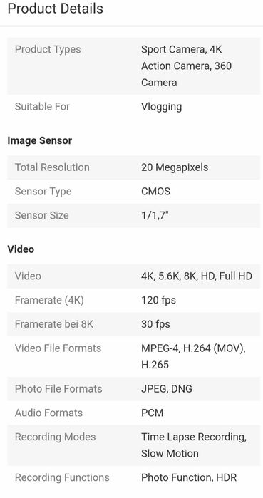 Action Camera Kandao QooCam 8k 360°pocket