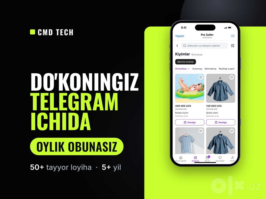Telegram'da onlayn do'kon (Mini App) — katalog, savat, to'lov