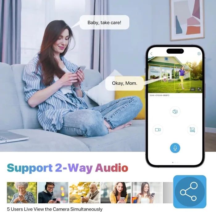 Cameră de supraveghere SV3C 5MP/4K PTZ WiFi pentru exterior, cameră IP