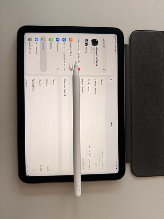Pachet iPad Mini 6 (Gen 6) Space Gray 64GB WiFi + Apple Pencil 2 + Husă Apple Smart Folio