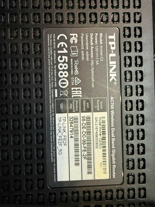 Router Wireless TP-LINK Archer C2, Dual Band, AC750