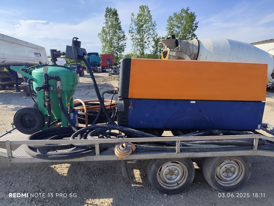 Vand sau schimb Statie mobila Sablare, umeda și uscata, motocompresor