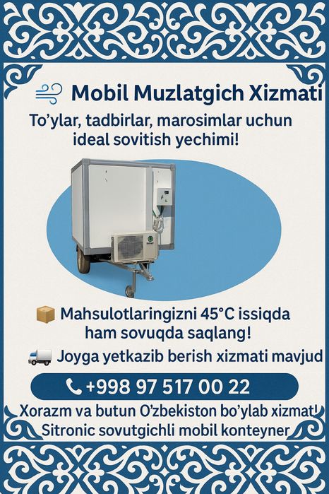 Arenda xoladelnik Muzlatkich xizmati to’ylarga