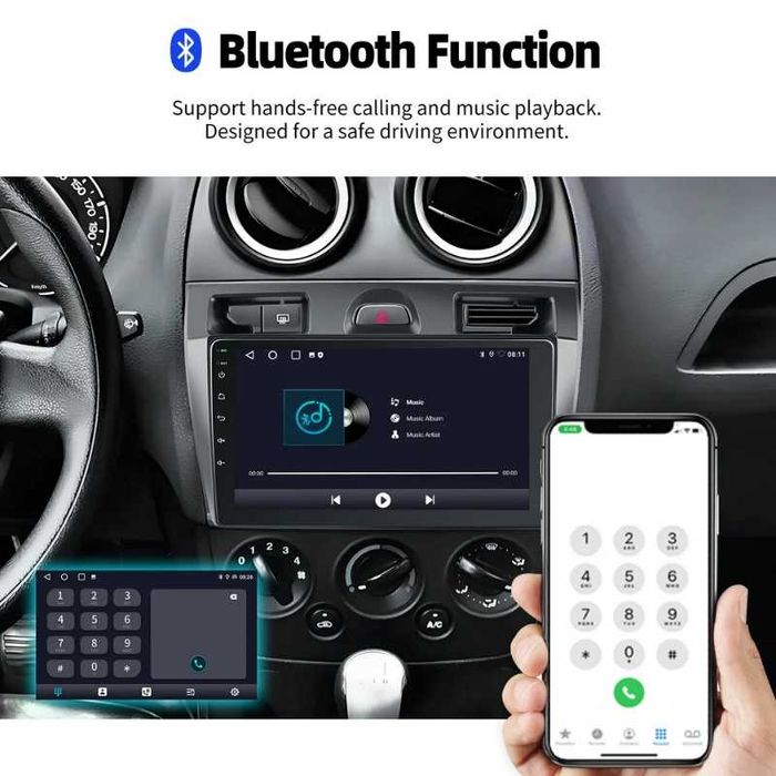FORD Fiesta mk5 2002-2008 9” 2-DIN мултимедия с Android’15, 4GB/64GB, CarPlay и AndroidAuto