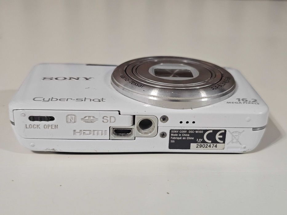 Y2K aparat foto digital compact Sony WX60 Alb 16.2MP 8x Zoom