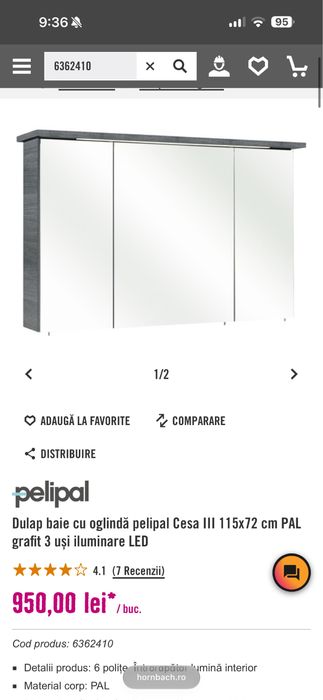 Dulap baie cu oglinda si LED NOU