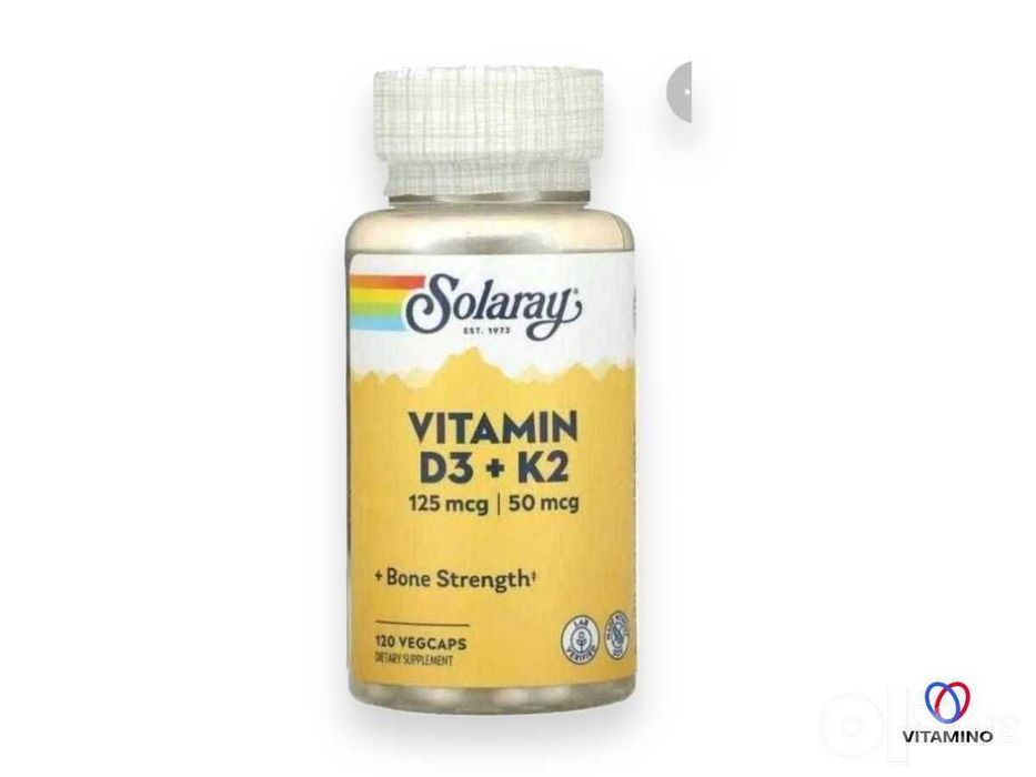 Витамин D3+K2 Solaray 125 мкг / 50 мкг, 120 капсул