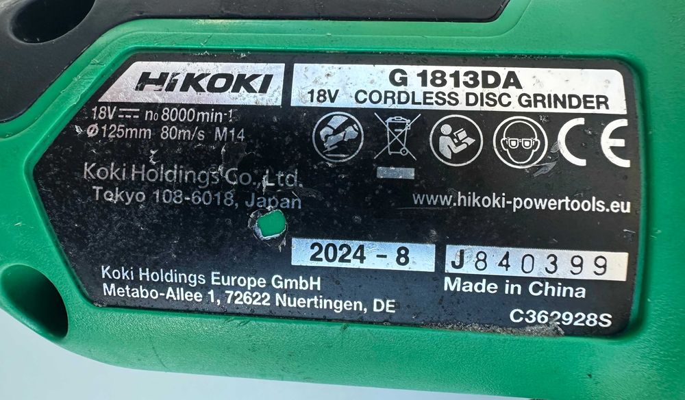 HiKoki G 1813DA - Безчетков ъглошлайф 2x18V 5.0Ah 2024г.