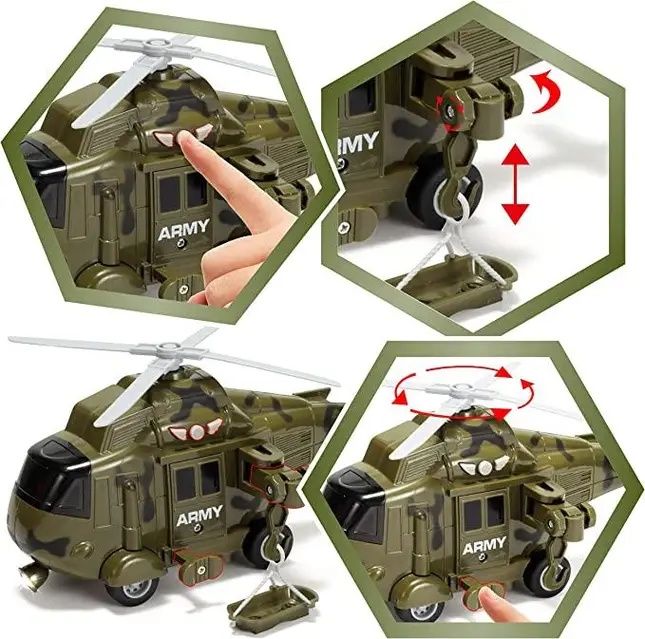 Игровой набор 4 в 1 Игрушечная военная машина с фрикционной сиреной и