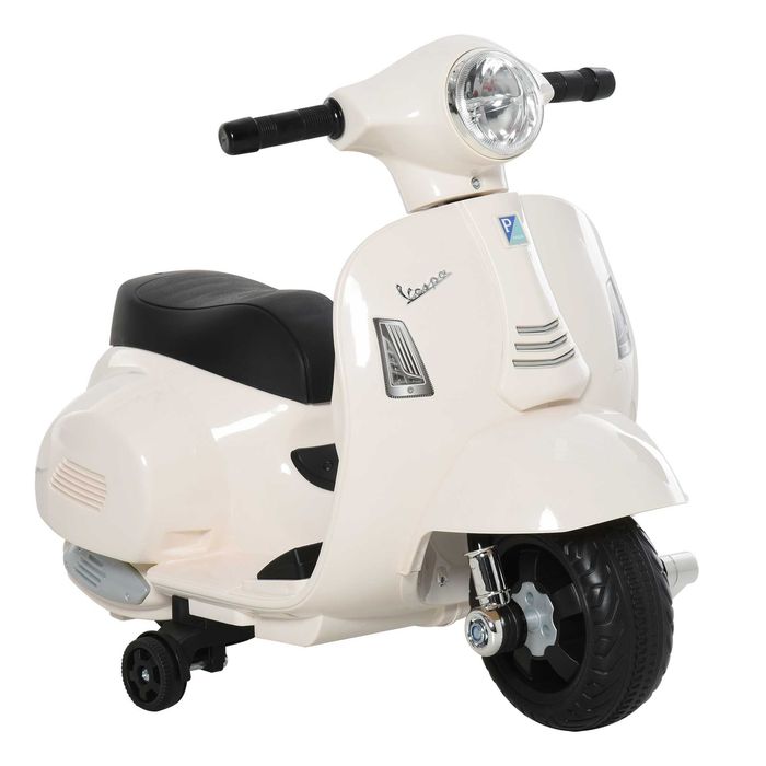 HOMCOM Електрически мотоциклет за деца, Vespa 6V електрически мотоциклет с помощни колела