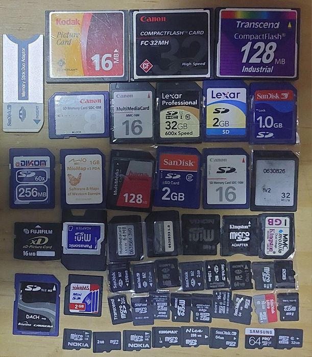 Carduri miniSD, microsd, MMC, CompactFlash  sau M2