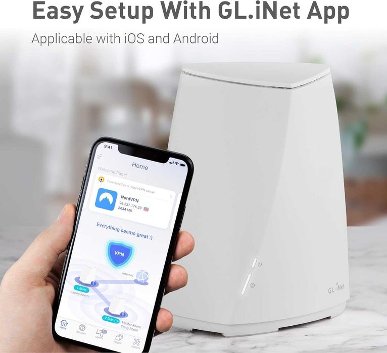 Трибандов Mesh Рутер GL.iNet Velica GL-B2200 с OpenWrt и VPN (Нов)