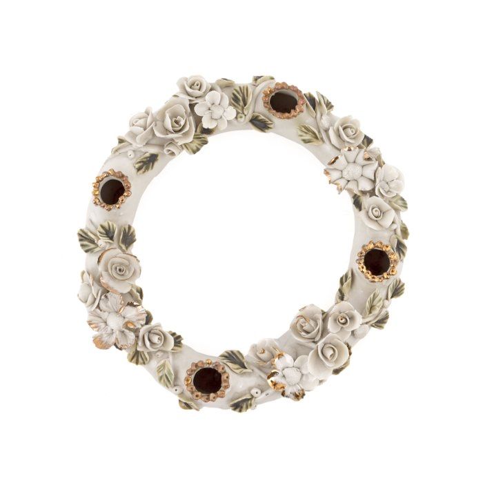 sfesnic din portelan, suport lumanari, centru masa lucrat manual