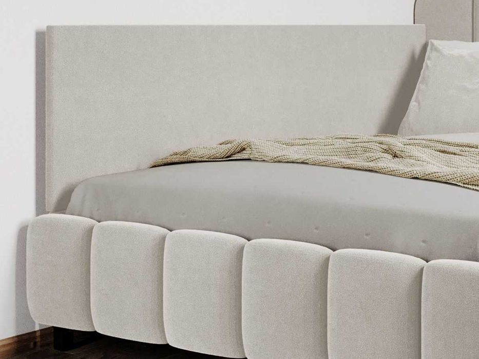 Pat Tapitat de colt Bari Crem Velluto 2 cu somiera rabatabila si lada