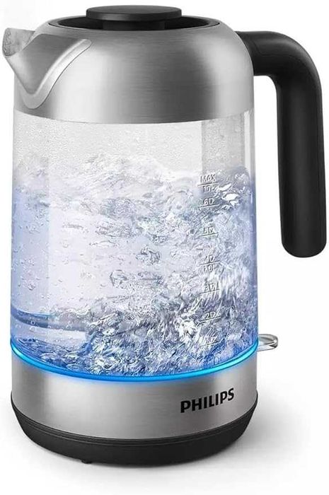 Стъклена кана Philips HD9339/80, 1,7 литра, LED осветление, защита от работа на сухо, подвижен микрофилтър, 2200 W