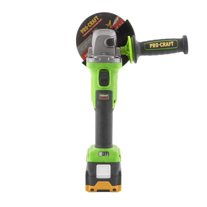 PROCRAFT PWA220 Акумулаторен безчетков ъглошлайф, 125 мм, 20V, 3500/6000/8500 об/мин, 1 батерия 4 Ah + зарядно