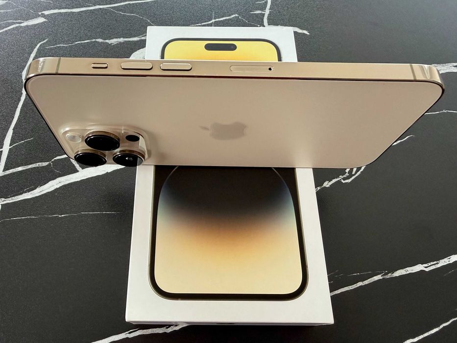 iPhone 14 Pro Max 128GB Gold, baterie 82%, complet, stare foarte bună