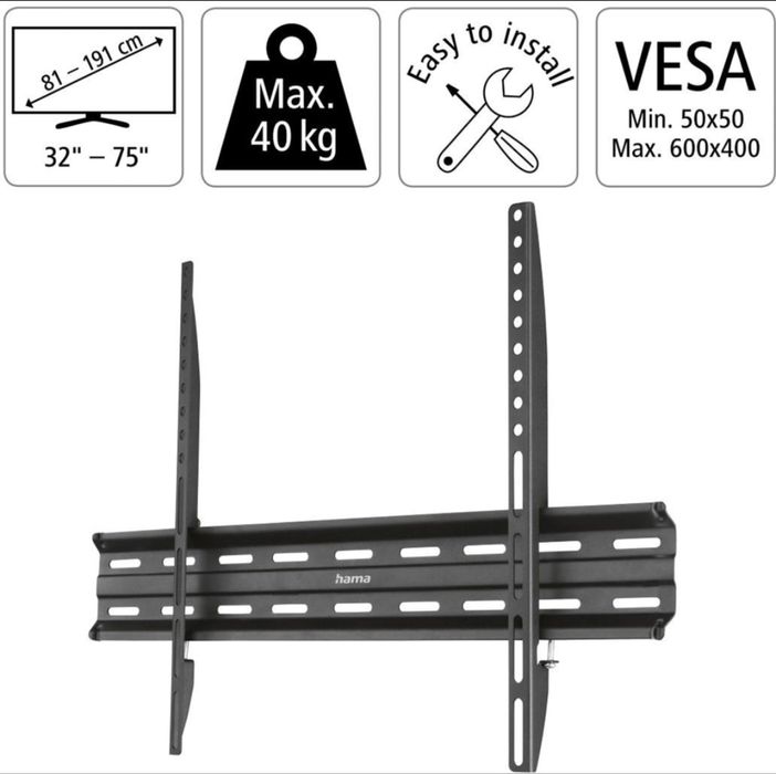 Suport Monitor/TV/LCD/LED/PLASMA fix perete HAMA Original Nou Sigilat