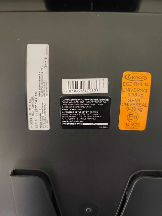 Детско столче Graco slimfit  LX 0-36kг.