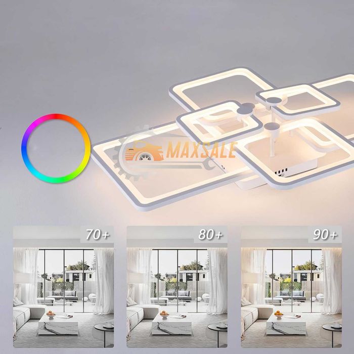 Абажур плафониера полилей 102W LED лампа дистанционно управление таван