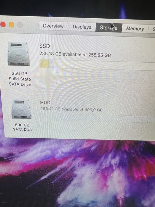 Macbook pro 15  Late 256gb Ssd  500HDD