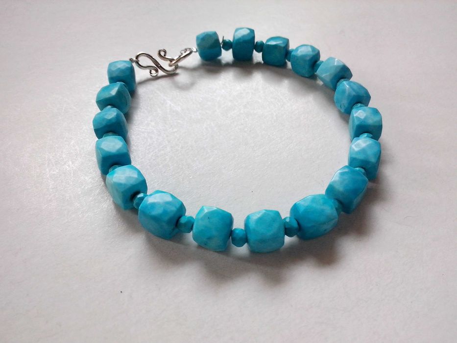 bratara argint si pietre semipretioase naturale,turcoaz si quartzit